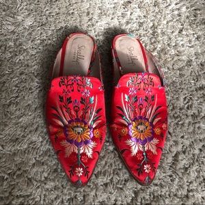 Satin Embroidered Loafers